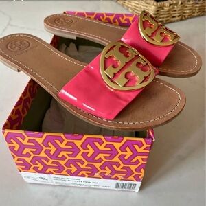 Tory Burch Pink Sandals with Gold Accent